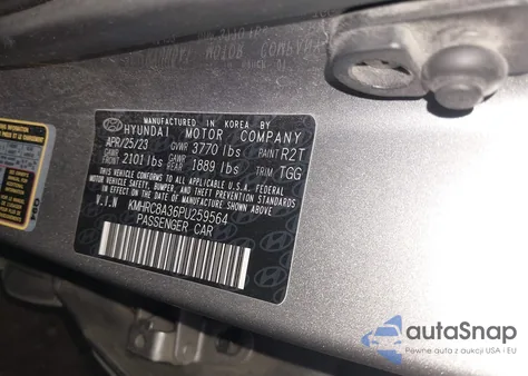 2023 Hyundai Venue Sel z USA, uszkodzony, nr VIN KMHRC8A36PU259564